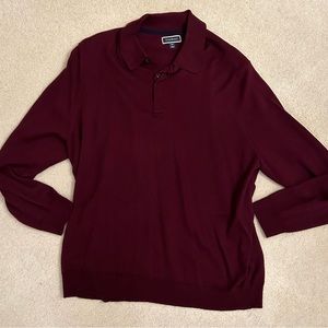 Club Room Long Sleeve Polo Shirt Burgandy Red Size 3XL